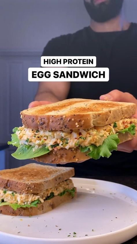 Protein Egg Sandwich, Protein Egg, Makanan Rendah Kalori, Wholemeal Bread, Healthy High Protein Meals, Egg Sandwich, Easy Healthy Meal Prep, Healthy Lifestyle Food, Lunch Recipes Healthy