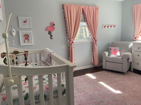 Baby nurseries that exceeded new parents expectations Flamingo Baby Nursery, Parents Expectations, Nursery 2023, Nursery For Baby Girl, Bedside Nursery, Flamingo Nursery Decor, Baby Nursery Ideas, Tiny Nursery, Flamingo Nursery