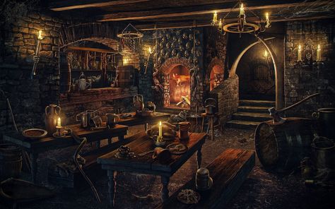 #art #tavern 3 D andrew krivulya #Inn #1080P #wallpaper #hdwallpaper #desktop Tavern Wallpaper, Fantasy Shop, Drawing Interior, Fantasy Rooms, Jaime Lannister, Location Inspiration, Fantasy Places, Fantasy Setting, Arya Stark