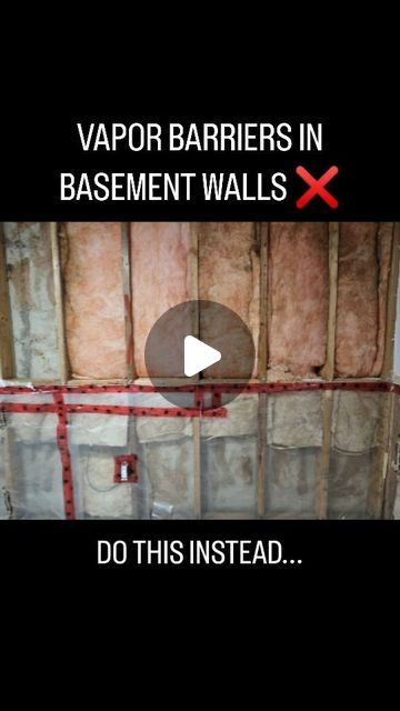 ASIRI Designs on Instagram: "Continuing Monday's discussion about vapor barriers, perhaps one of the worst places you can install a polyethylene vapor barrier is on framed basement walls. All you're doing is just trapping moisture that gets into the wall cavity, but it's even worse. We don't get the benefit of being able to drive through the below grade basement walls since the soils are always pretty much damp, and because there's usually damp proofing on the basement walls. You're basically creating a diaper for the basement walls, and eventually water is going to get inside and right away the framing, you might notice some musty smells or mold, and eventually it'll need to be remediated. We can control condensation on our basement walls by installing taped rigid foam boards, closed cell Frame A Basement Wall, Spray Foam Basement Walls, How To Frame Basement Walls, Basement Wall Ideas Without Drywall, Unfinished Basement Wall Ideas, Waterproofing Basement Walls, Basement Wall Panels, Insulating Basement Walls, Basement Subfloor