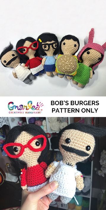 Bobs Burger Embroidery, Bobs Burger Crochet, Crochet Bobs Burgers Pattern, Bobs Burgers Crochet Pattern, Movie Inspired Crochet, What To Crochet For Your Mom, Bobs Burgers Crafts, Kuchi Kopi Crochet Pattern Free, Bobs Burgers Crochet Pattern Free