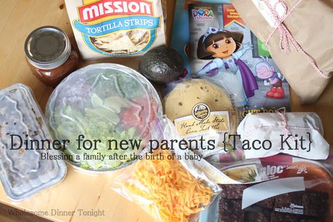 Wholesome Dinner Tonight: Dinner For New Parents; Blessing A Family After The Birth Of A Baby.... {Taco Kit, Homemade Salsa, Brownies, Banana Bread, Gluten Free} Brownies Banana, Meal Kits Diy, Banana Bread Gluten Free, Taco Kit, Taco Meal, Baby Dinner, Bread Gluten Free, Freezer Dinners, Dinner Gifts