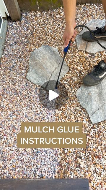 Landscaping Rock Glue, Rock Glue Landscaping, Zeroscaping Backyard Ideas, Landscape Rock Glue, Mulch Glue For Rocks, Rock Pathway Ideas, Gravel Glue, Rock Glue, Gravel Courtyard