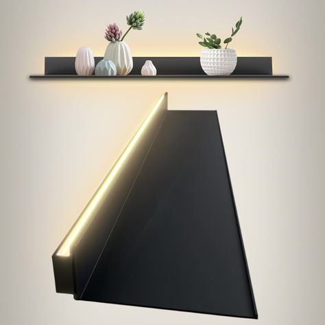 PRICES MAY VARY. STURDY AND RESISTANT: The unique floating display shelf is made of high quality aluminum alloy with built-in LED light and transformer combined with a beautiful minimalist design, sturdy and wear-resistant, bringing a warm feeling to your room while LED LIGHT STAND: LED floating shelves measures 80x23x6cm, 4mm thick, color temperature 4000K, only an kilowatt-hour/kwh is consumed in two days, can withstand 220 pounds of weight, safely store and display your favorite collectibles, Tv Wall Mount Decor, Floating Shelf With Lights, How To Floating Shelf, Led Light Shelves, Tv Wall Decor With Storage, Light Above Built In Shelves, Shelves In Nook Spaces, Floating Shelf For Tv Components, Creative Floating Shelves