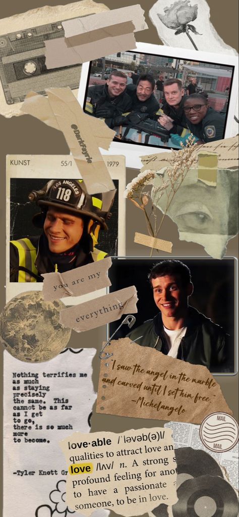 Evan Buckley from 9-1-1 vintage collage styled Lock Screen  wallpaper Buck Buckley, Evan Buckley, Inspired Wallpaper, Medical Wallpaper, The 100 Show, Future Wallpaper, Flowery Wallpaper, Bts Wallpaper Lyrics, You Are My Everything