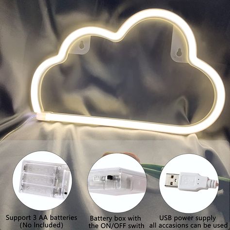 Cloud Neon Signs, LED Cloud Neon Light for Wall Decor, Battery or USB Powered Cloud Sign Shaped Decoration Wall Lights for Bedroom Aesthetic Teen Girl Kid Room Christmas Birthday Wedding Party White Wall Lights For Bedroom, Christmas Lights In Bedroom, Lights For Bedroom, Cloud Lights, Girl Kid, Neon Sign Bedroom, Cloud Shapes, Kid Room, Led Neon Lighting