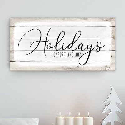 During that special time of year, add a little extra cheer to your holiday decor. The product will complement your home this Christmas season with a cozy, festive aesthetic. Size: 8" H x 16" W x 1.5" D | The Holiday Aisle® Holidays by Olivia Rose - Wrapped Canvas Print Canvas & Fabric in Black/Brown/White, Size 8.0 H x 16.0 W x 1.5 D in | Wayfair | Black Friday / Cyber Monday Deals Christmas Signs Canvas, Festive Aesthetic, Olivia Rose, Comfort And Joy, Decor Black, Rose Painting, Christmas 2024, Christmas Deco, Christmas Signs