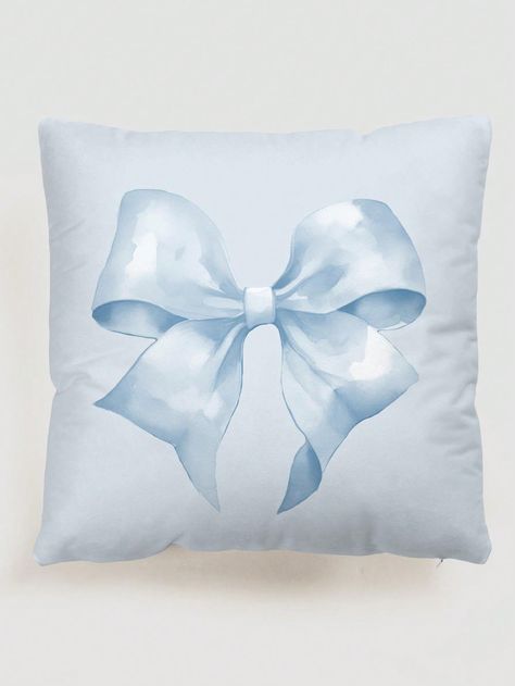 1pc Simple Hand-Painted Romantic Light Blue Bowknot Knot Pattern Pillowcase (Without Pillow Core), Velvet Printed Square Cushion Cover, For Daily Home Living Room Bedroom Decoration,Sofa Cushion Cover, Car Cushion Cover, All Seasons Multicolor    Polyester Graphic,Plain Pillowcases  All Seasons Decorative Pillows, Inserts, & Covers, size features are:Bust: ,Length: ,Sleeve Length: Preppy Blue Pillows, Light Blue Decorative Pillows, Cute Blue Room Decor, Light Blue Room Decor Ideas, Light Blue Room Ideas, Room Decor Ideas Blue, Blue Decor Bedroom, Light Blue And White Bedroom, Periwinkle Room