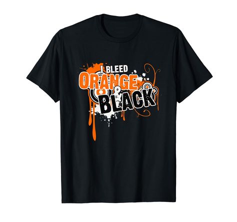 PRICES MAY VARY. Go Orange & Black! Support your favorite kids, college, pro or high school team with this awesome vintage black and orange team shirt. Great for kids, parents, mom, dad, students, group or fan during gameday Features a vintage sports design with distressed "I Bleed Orange & Black" text. Perfect for wearing at your next baseball, softball, basketball, soccer or football game day and a great way to support a high school or sports team. Lightweight, Classic fit, Double-needle sleev High School Football Playoffs, High School Football Shirts, Football Tshirt Designs, School Tshirt Designs, School Spirit Shirts Designs, Basketball Shirt Designs, Team Spirit Shirts, Football Shirt Designs, School Spirit Shirts