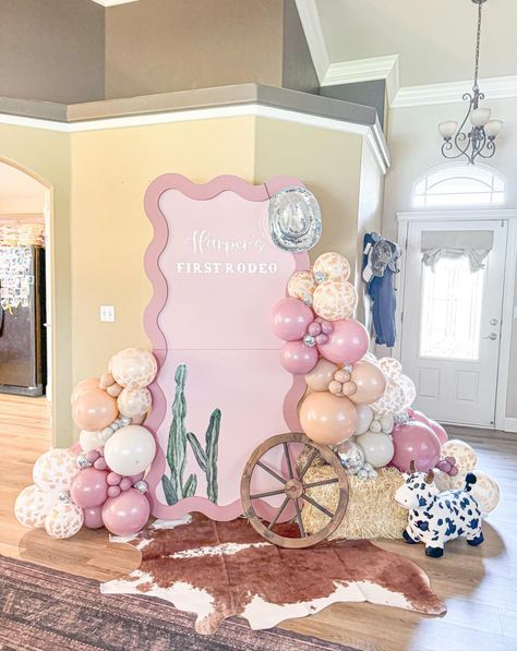 Cowgirl Themed Birthday Party 21, Rancho Party, Rodeo Backdrop, Rodeo Party Ideas, Disco Desert, Rodeo Baby Shower, Second Rodeo, Coquette Cowgirl, Rodeo Baby