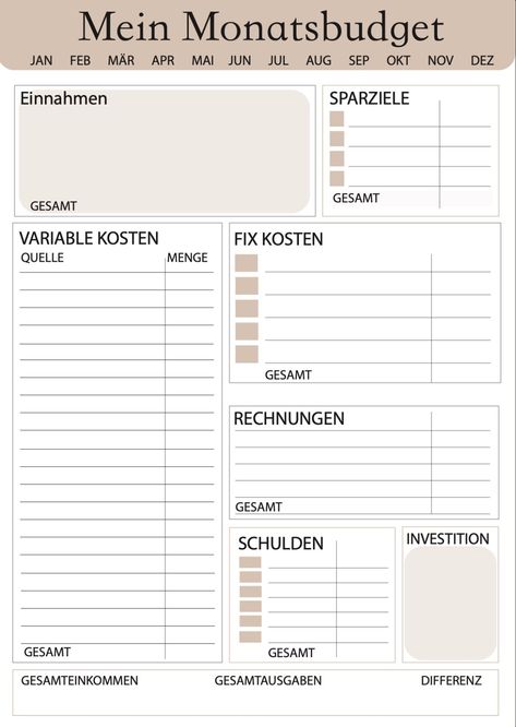 Monthly planner ideas