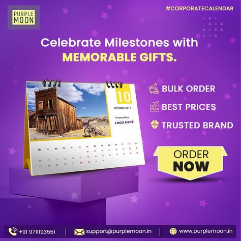 Shop for bulk promotional calendars with logo printed in Noida, India for 2024. Get customized corporate calendars for your business at best prices. Get in touch through Call or Whatsapp at 097111 93551 #purplemoon #calendar #gifts #corporategifting #branding #promotionalproducts #corporategiftsexperts Promotional Calendar, Unique Corporate Gifts, Purple Moon, Calendar Gifts, Name Logo, Memorable Gifts, Company Names, Corporate Gifts, Promotion