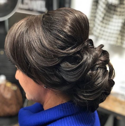 Perfect High-Shine Low Updo with Bouffant Mother Of Bride Hair, Mother Of The Bride Hairstyle, High Updo Wedding, Mother Of The Bride Hairstyles, High Updo, Low Updo, Bride Updo, Bride Hairstyle, Bouffant Hair