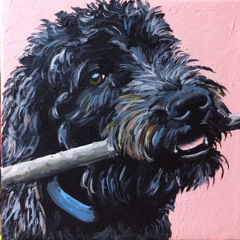 Black Labradoodle Painting, Black Cockerpoo, Black Dog Painting, Labradoodle Watercolor, Labradoodle Drawing, Labradoodle Painting, Labradoodle Art, Painting Clipart, Dogs Watercolor