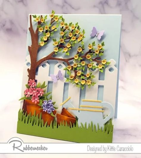 Handmade Garden Cards, Spring Cards Handmade, Creative Card Ideas, Gardening Cards Handmade, Gardening Scrapbook Ideas, Pop Up Garden Cards, Paper Peonies Tutorial, Gardening Scrapbook Layouts, Card Design Handmade