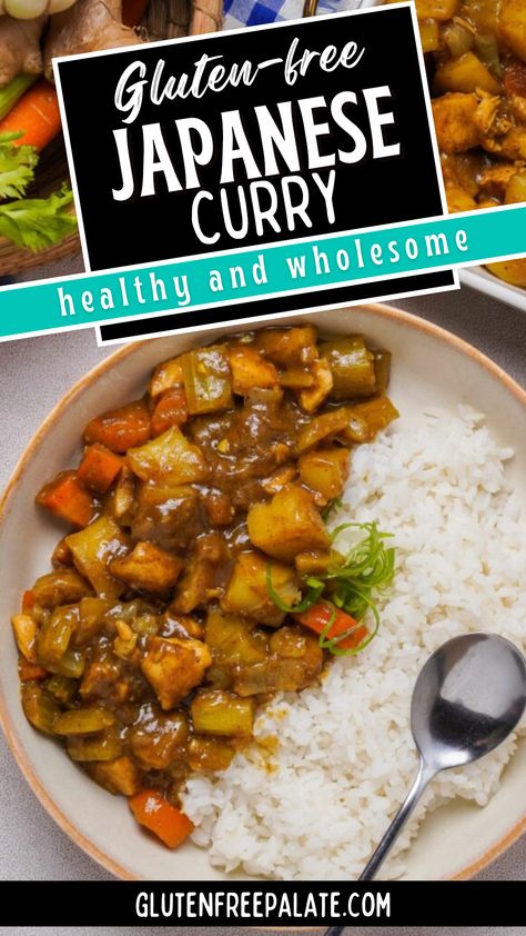 If you love all things curry, you'll love this Gluten-Free Japanese Curry recipe, which captures the unique sweetness and rich flavor you've been craving. Recreate this comforting blend of soft chicken, veggies, and aromatic spices at home. This recipe is an all-around comfort food winner. Asian Gluten Free Recipes, Gluten Free Japanese Recipes, Gluten Free Japanese Curry, Japanese Curry Chicken, Gluten Free Japanese Food, Gluten Free Curry, Gluten Free Curry Recipes, Japanese Curry Recipe, Gluten Free Chinese Food