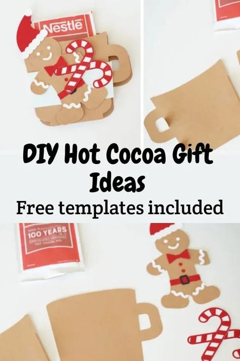 Hot Chocolate Cups Diy, Hot Chocolate Holder Template, Hot Cocoa Packet Holder, Hot Chocolate Student Gift, Hot Cocoa Mug Template Free Printable, Free Hot Chocolate Printables, Hot Cocoa Gifts Diy, Hot Chocolate Gifts Diy, Hot Cocoa Craft