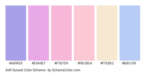 Soft Sunset Color Scheme » Blue » SchemeColor.com Recruitment Color Schemes, Sunset Color Scheme, Color Scheme Blue, Purple Hex, Soft Sunset, Purple Names, Sunset Color Palette, Red Names, Hexadecimal Color