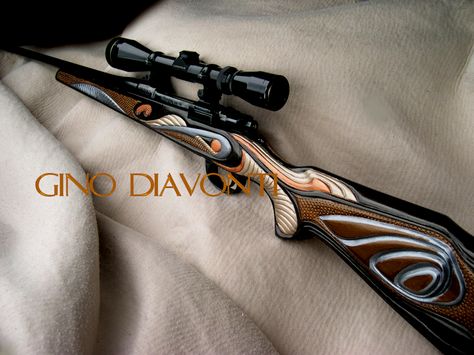 Love the flowing lines on this custom Carved stock. Carving, Paintings, Cnc Machine Projects, Military Armor, Custom Carved, Steel Art, Fine Artist, Metallic Paint, Sculptor