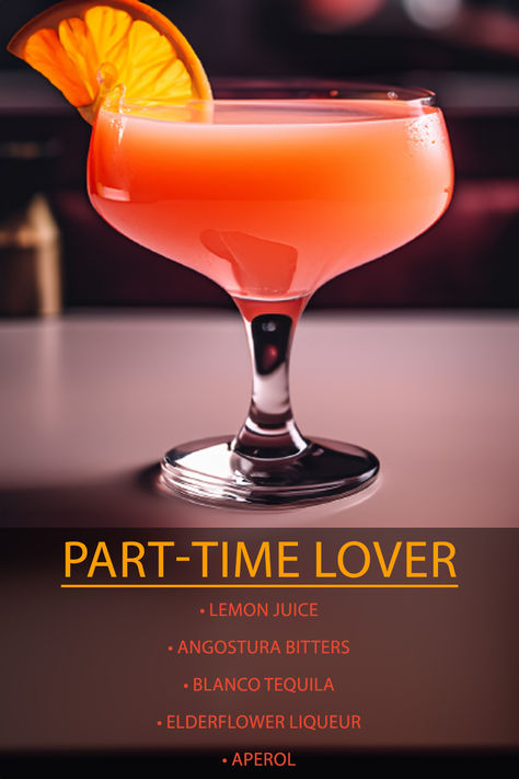 Part Time Lover Cocktail, Don Julio Cocktails, Strong Cocktails That Taste Good, Cocktail Content Ideas, Cocktail Punch Recipes, 1970s Cocktails, Interesting Cocktails, Lover Cocktail, Cocktail Recipes At Home