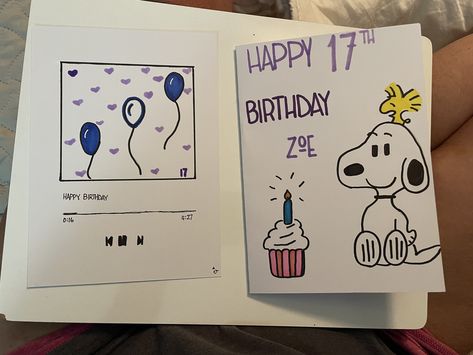 Snoopy Birthday, Happy 17th Birthday, Creative School Project Ideas, Birthday Card Drawing, Happy 5th Birthday, Diy Birthday Gifts For Friends, Bf Gifts, Pen Pal Letters, Snoopy Pictures