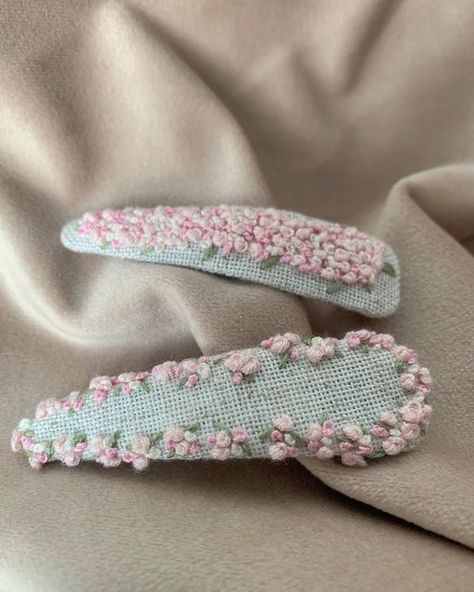 Hand Embroidery Hair Clips, Hair Accessories Embroidery, Handmade Clips, Embroidered Clips, Embroidered Hair Accessories, Hair Clip Embroidery, Embroidery Clips, Handmade Hair Clips, Embroidered Hair Clips