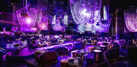 (Photo Credit: ??? Cavalli Club Dubai) Night Club Aesthetic, Lounge Interiors, Nightclub Design, Interior Design Games, Bar Interior Design, Purple Rooms, Landscape Concept, Dance Club, Bar Interior