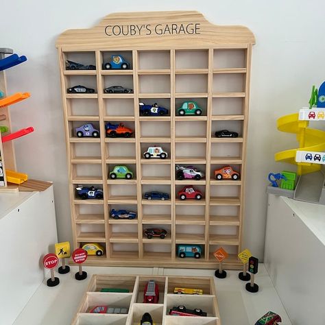 Matchbox Car Storage - Etsy Grandkids Playroom, Matchbox Car Storage, Montessori Kitchen, Hot Wheels Storage, Helper Tower, Toy Car Storage, Toddler Boy Room Decor, Truck Storage, Garage Dimensions