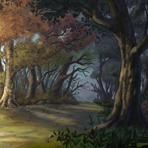 Disney Forest Background, Winnie The Pooh Forest, Disney Scenery, Disney Forest, Storybook Forest, Cartoon Autumn, Disneyland Parks, Inspiration Artwork, Hundred Acre Woods