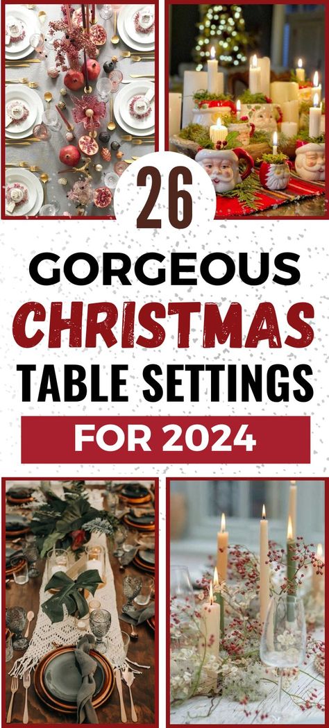 26 DIY Gorgeous Christmas Table Settings for 2024 Holiday Work Party Ideas, Christmas Tablescapes Elegant, Christmas Dinner Decorations, Hosting Christmas Dinner, Work Holiday Party, Table Setting Ideas, Holiday Dinner Party, Christmas Dinner Table, Hosting Christmas