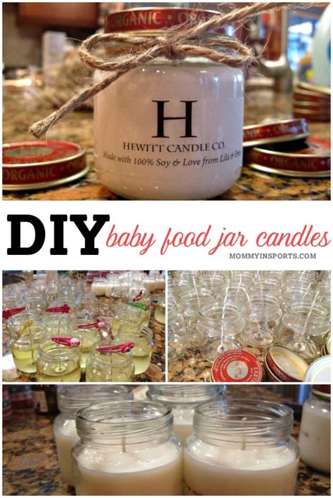 Baby Food Jar Candles, Baby Jar Crafts, Baby Food Jars Diy, Diy Containers, Diy Christmas Gifts Food, Craft Candles, Baby Jars, Baby Food Jar Crafts, Diy Baby Food