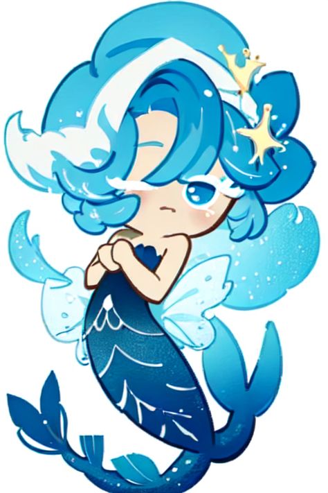 Crk Sprites, Sea Themed Character Design, Blueberry Character Design, Mermaid Chibi, Sea Fairy Cookie, Mermaid Cookies, Walpaper Hello Kitty, Adopt Idea, Oc Drawings