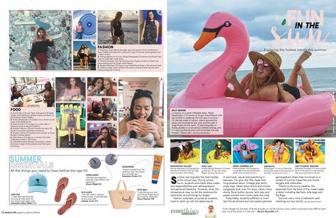 Summer Yearbook Spread, Summer Spreads Yearbook, Yearbook Spread Ideas, History Yearbook Spreads, Senior Sunrise Yearbook Spread, Award Winning Yearbook Spreads, Student Life Yearbook Spreads, Yearbook Inspiration, Yearbook Spreads