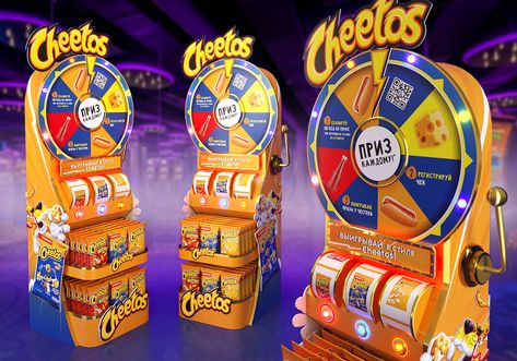 Posm Display Cheetos on Behance Snack Booth Design, Chip Stand Display, Toy Exhibition Design, Point Of Purchase Display Creative, Posm Design Creative, Posm Display Design, Posm Display, Popcorn Stand, Shelf Talkers