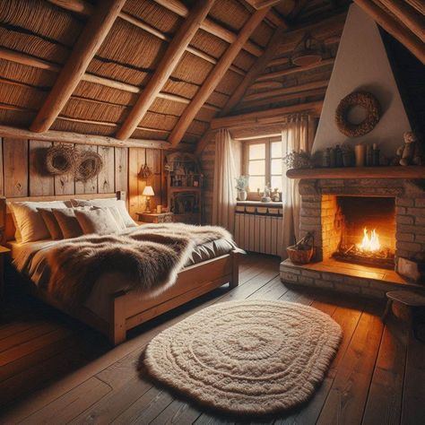 Cottage Bedroom English Cottage Style Bedroom French Country, Cottage Bedroom Fireplace, Dream Cottage Bedroom, Cottage Bedroom Decor Ideas, Bedroom Cottage, Cozy Cottage House, Fairytale Cottage Interiors, English Cottage Style Bedroom, Cottage Bedroom Aesthetic