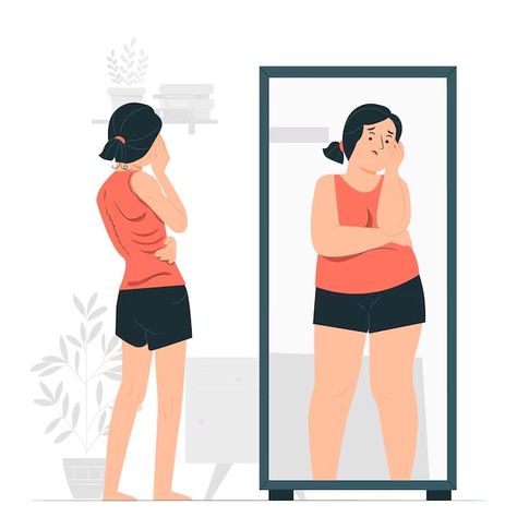 Storyset | Freepik Woman Health, Body Image Art, Concept Illustration, Day Plan, Flat Illustration, Body Image, The Mirror, Body Positivity, Graphic Resources