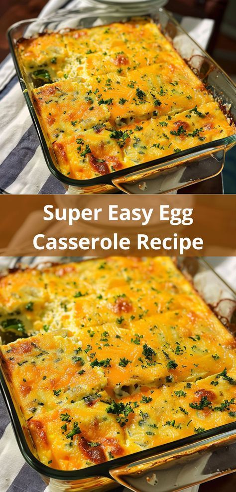 This Super Easy Egg Casserole was perfect for our busy morning. So simple and delicious! Super Easy Egg Casserole, Egg And Meat Casserole, Casseroles With Eggs, Egg Casserole Recipes No Meat, Best Egg Casserole Ever, Breakfast Egg Bake Casserole, Simple Egg Casserole, Easy Dinner With Eggs, Breakfast Casserole Easy Simple