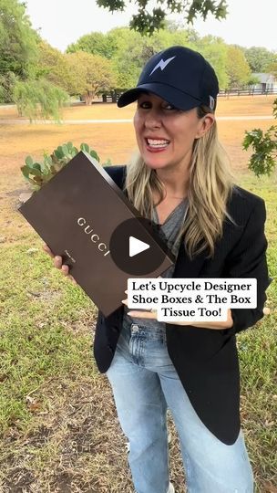 Let’s Upcycle Designer Shoe Boxes & The Box Tissue Too! | Let’s Upcycle Designer Shoe Boxes & The Box Tissue Too! #shoeboxes  #tissues  #storage  #diy  #upcycle  #rework  #diy | By Sarah Teresinski | Time for an upcycle, a little
designer shoe box hack. Check it out. You've seen me frame
the tops of shoe boxes before like I did with this McQueen
box. Absolutely love it but this time, let's do something
little different. I'm going to show you how you can make bows,
make some guest bathroom toilet paper situations and then, take
your designer boxes and use them for something functional.
You know, I like to put tissue in everything but a regular
tissue box. So, let's make big tissue holders for our boxes
and then, a little bit of storage some florals or makeup
brushes. Fun for the bathroom. F Shoe Box Crafts, Box Hacks, Diy Holder, Tissue Holders, Diy Box, Shoe Box, Tissue Boxes, How To Make Bows, Designer Shoes