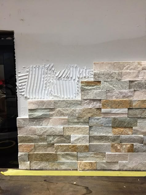 Stacked Stone Pillars, White Stone Fireplace Living Room, How To Stone A Fireplace, Marble Stone Fireplace, How To Add Stone To Fireplace, Fireplace Stacked Stone Ideas, Stack Rock Fireplace, Fireplace Stone Wall Ideas, Diy Stacked Stone Fireplace