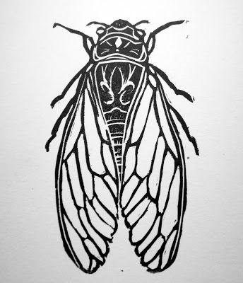 Simple Cicada Drawing, Insect Wings Drawing, June Bug Drawing, Cicada Line Art, Bug Block Print, Bugs Tattoo Insects, Simple Bug Drawing, Bug Drawing Insects, Bugs To Draw