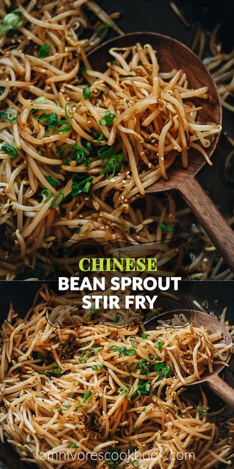 Cooking Bean Sprouts, Recipes With Bean Spouts, Bean Sprout Noodle Recipes, Chicken Bean Sprouts Stir Fry, Bean Sprout Recipes Korean, Japanese Bean Sprout Recipes, Meals With Sprouts, Shrimp And Bean Sprouts Stir Fry, Korean Bean Sprout Salad