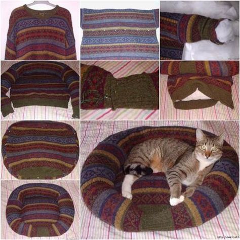 Check out these awesome DIY cat beds! | www.themeowplace.com Homemade Cat Beds, Diy Cat Tent, Diy Cat Bed, Chat Diy, Diy Pet Bed, Cat House Diy, Cat Tent, Cats Diy Projects, Diy Dog Bed