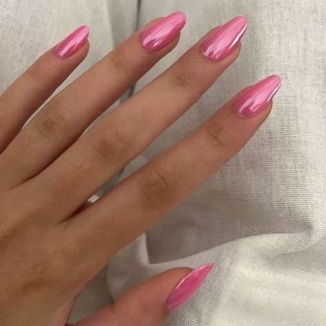 Pink Chrome Nails, Light Pink Nails, Hot Pink Nails, Pink Chrome, Soft Nails, Nail Jewelry, Pink Acrylic Nails, Dream Nails, Funky Nails