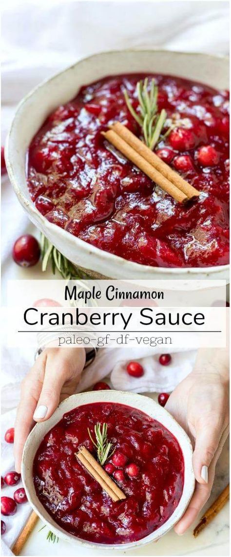 maple cinnamon paleo cranberry sauce recipe photo collage Cranberry Sauce Paleo, Whole 30 Cranberry Sauce, Healthy Homemade Cranberry Sauce, Cinnamon Cranberry Sauce, Aip Cranberry Recipes, Aip Cranberry Sauce, Paleo Dressing Thanksgiving, Whole 30 Thanksgiving Appetizers, Healthier Cranberry Sauce