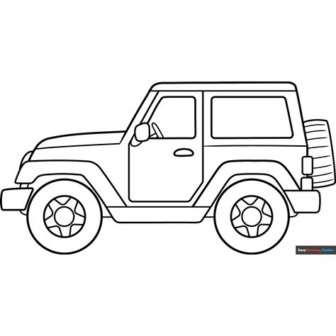 Free Jeep Coloring Page for Kids Jeep Drawing Easy, Jeep Coloring Pages, Jeep Illustration, Motorcycle Coloring Pages, Vehicles Drawing, Jeep Drawing, Drawing Coloring Pages, Vehicle Drawing, Car Drawing Easy