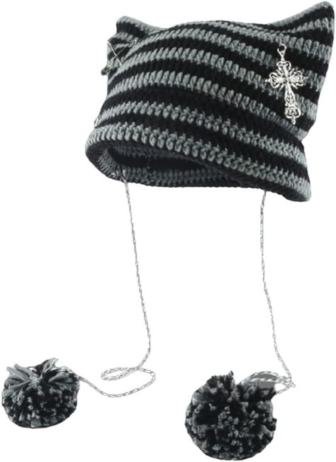 Accessories Grunge, Knitted Hats For Women, Beanies Crochet, Grunge Y2k Aesthetic, Alt Y2k, Emo Accessories, Grunge Clothes, Grunge Accessories, Winter Crochet