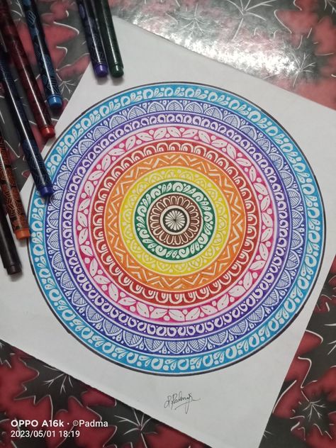 Colour Full Mandala Art, Colour Full Mandala, Colorful Mandala Art, Colour Mandala, Mini Drawing, Doodle Mandala, Mandala Sketch, Moon And Stars Wallpaper, Bengali Culture