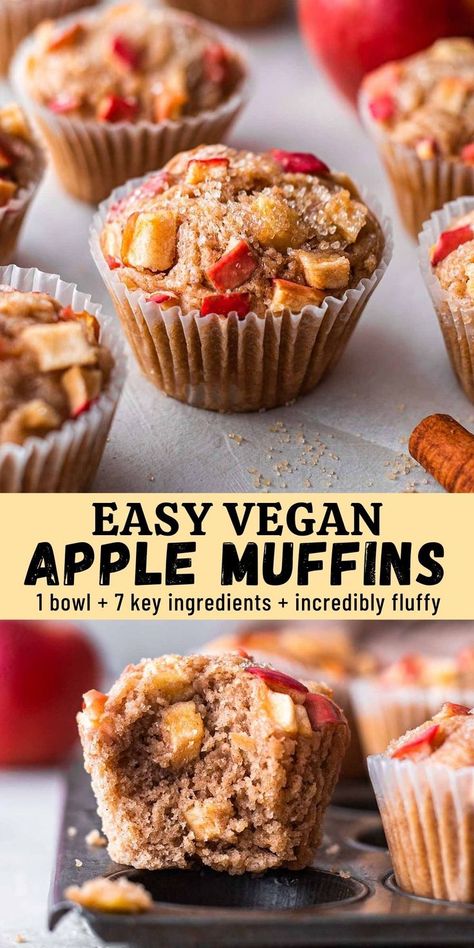 Easy Vegan Muffins Simple, Apple Vegan Muffins, Easy Vegan Muffins Healthy, Healthy Vegan Apple Muffins, Vegan Apple Oatmeal Muffins, Gluten Free Vegan Apple Muffins, Easy Vegan Breakfast Muffins, Simple Vegan Muffins, Healthy Muffins Vegan