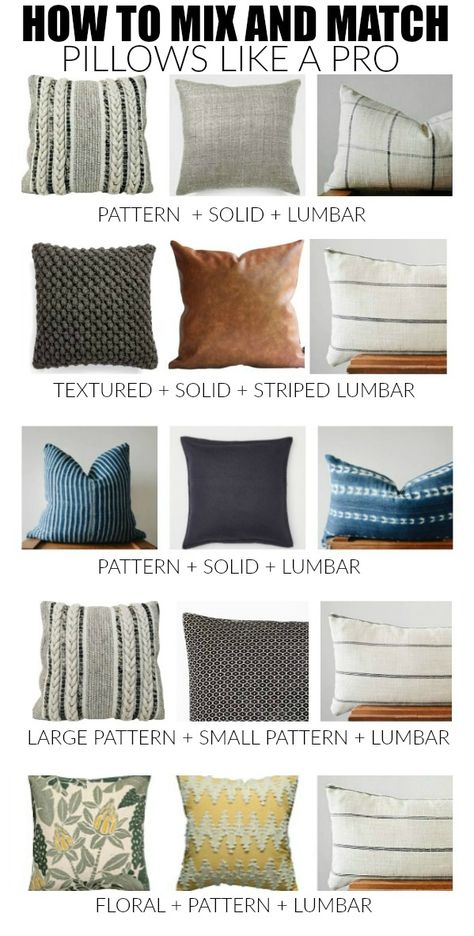 Pillow Combinations, Koti Diy, Throw Pillows Living Room, Bantal Sofa, Dekorasi Kamar Tidur, How To Mix, Decor Pillows, Living Room Pillows, Perfect Pillow