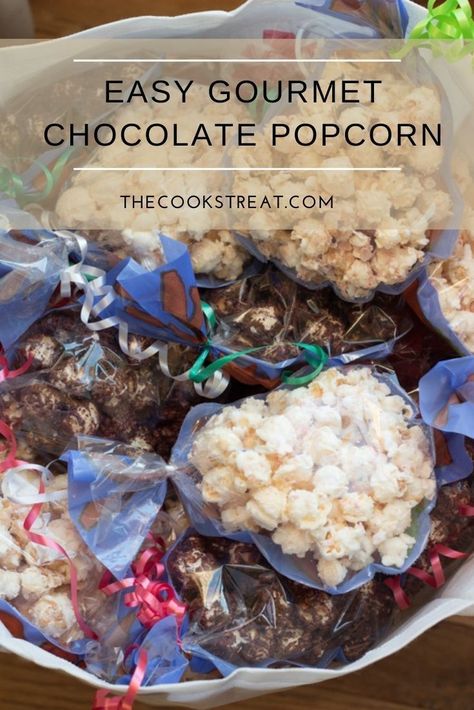 This easy gourmet chocolate popcorn comes together in 10 minutes and is so delicious. It makes the perfect easy neighbor gift or holiday party treat. I’m sharing five amazing flavor combinations, but there are endless possibilities you can create. #TheCooksTreat #ChocolatePopcorn #GourmetPopcorn Holiday Chocolate Popcorn, Popcorn Chocolate Drizzle Recipes, Dark Chocolate Popcorn, Popcorn Recipes Chocolate, Covered Popcorn, Cinnamon Popcorn, Holiday Party Treats, Chocolate Drizzled Popcorn, Chocolate Covered Popcorn